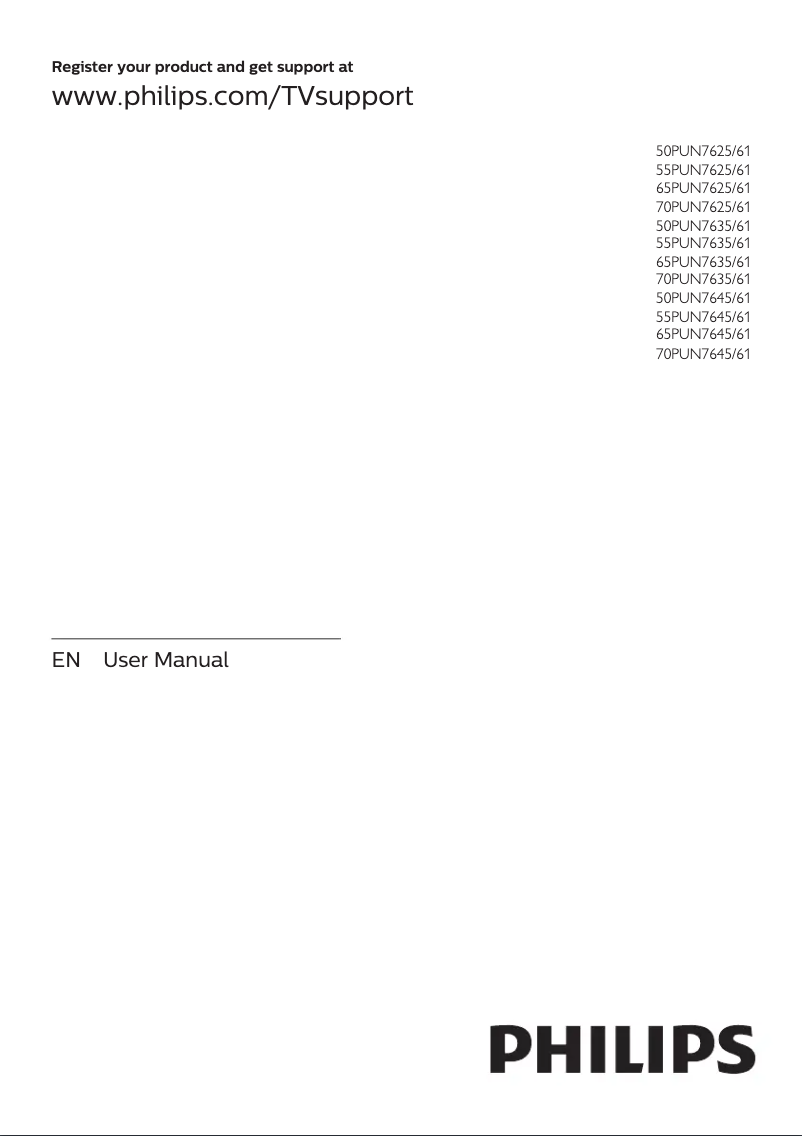 Page 1 de la notice Manuel utilisateur Philips 7600 series 70PUN7625