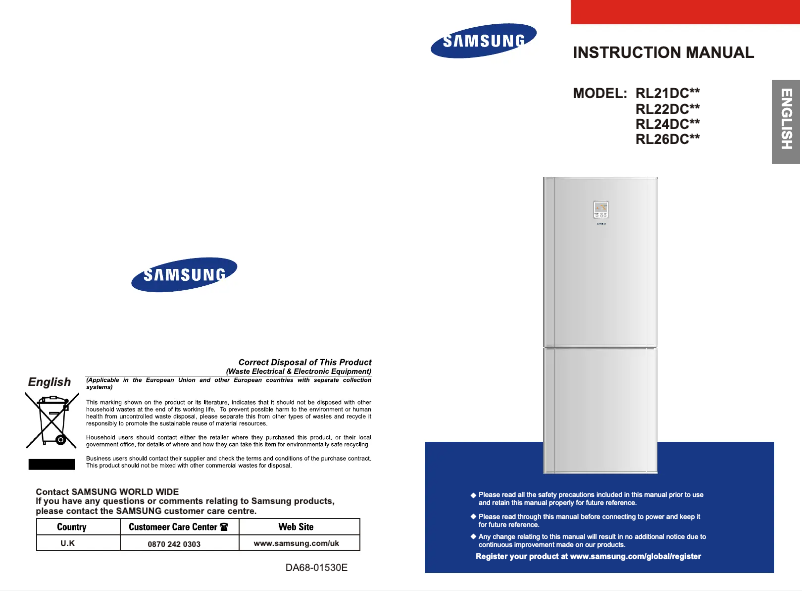 Page 1 de la notice Manuel utilisateur Samsung RL24DCSW