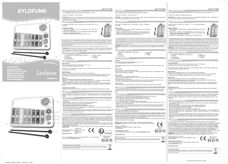 Page 1 de la notice Manuel utilisateur Lexibook K340