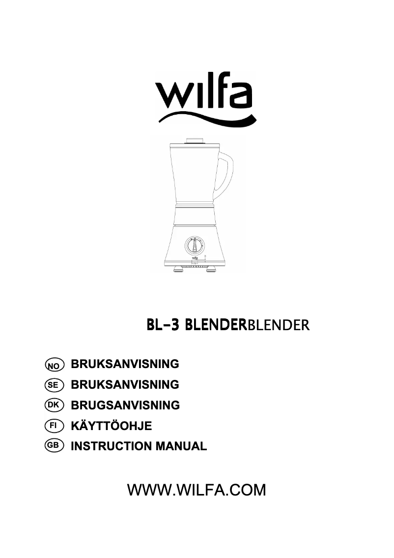 Page 1 de la notice Manuel utilisateur Wilfa Spinn Enkel BL-3