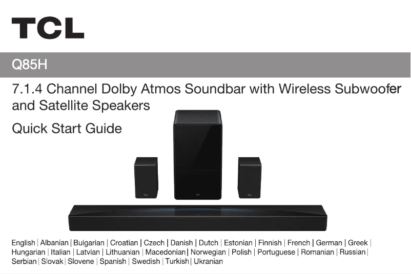 Page 1 de la notice Guide de démarrage rapide TCL Q85H