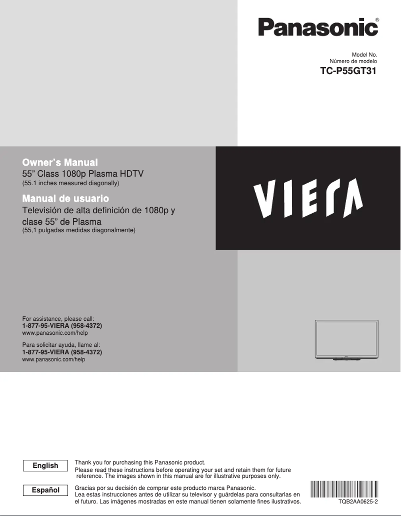 Page 1 de la notice Manuel utilisateur Panasonic Viera TC-P55GT31