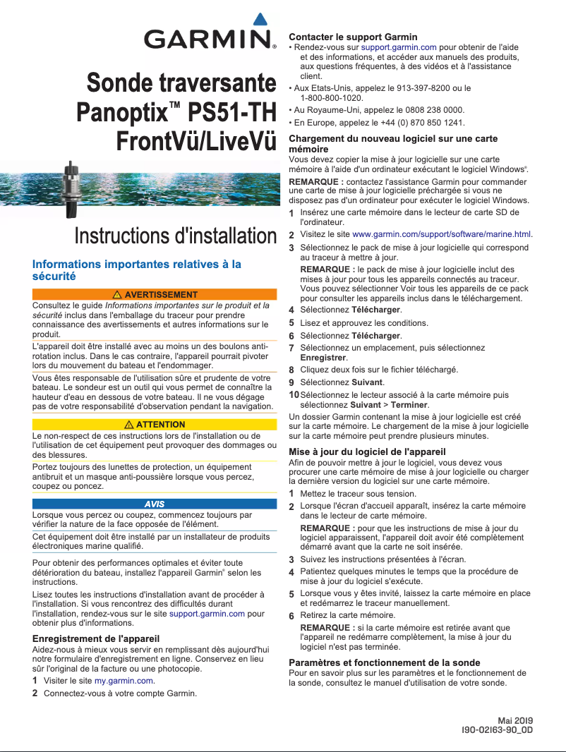 Page 1 de la notice Manuel utilisateur Garmin Panoptix PS51-TH