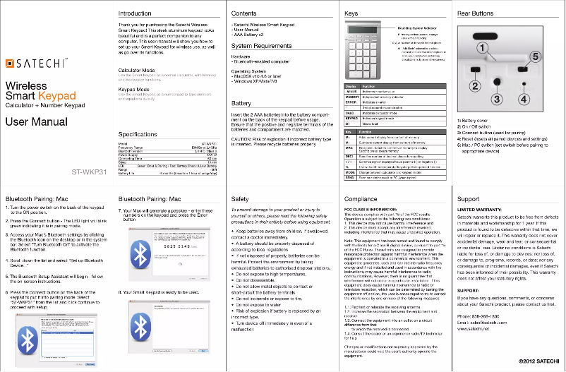Page 1 de la notice Manuel utilisateur Satechi ST-WKP31