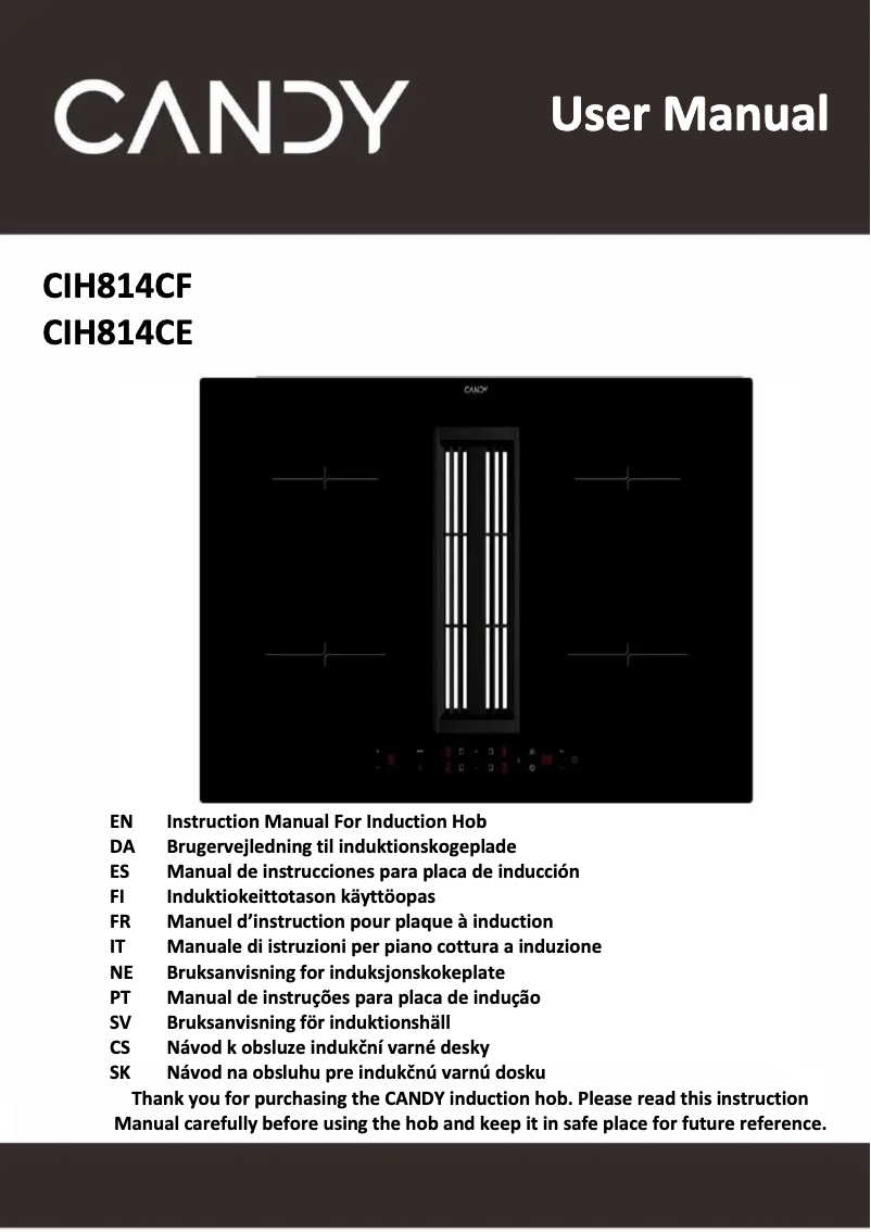 Page 1 de la notice Manuel utilisateur Candy CIH8I4CE