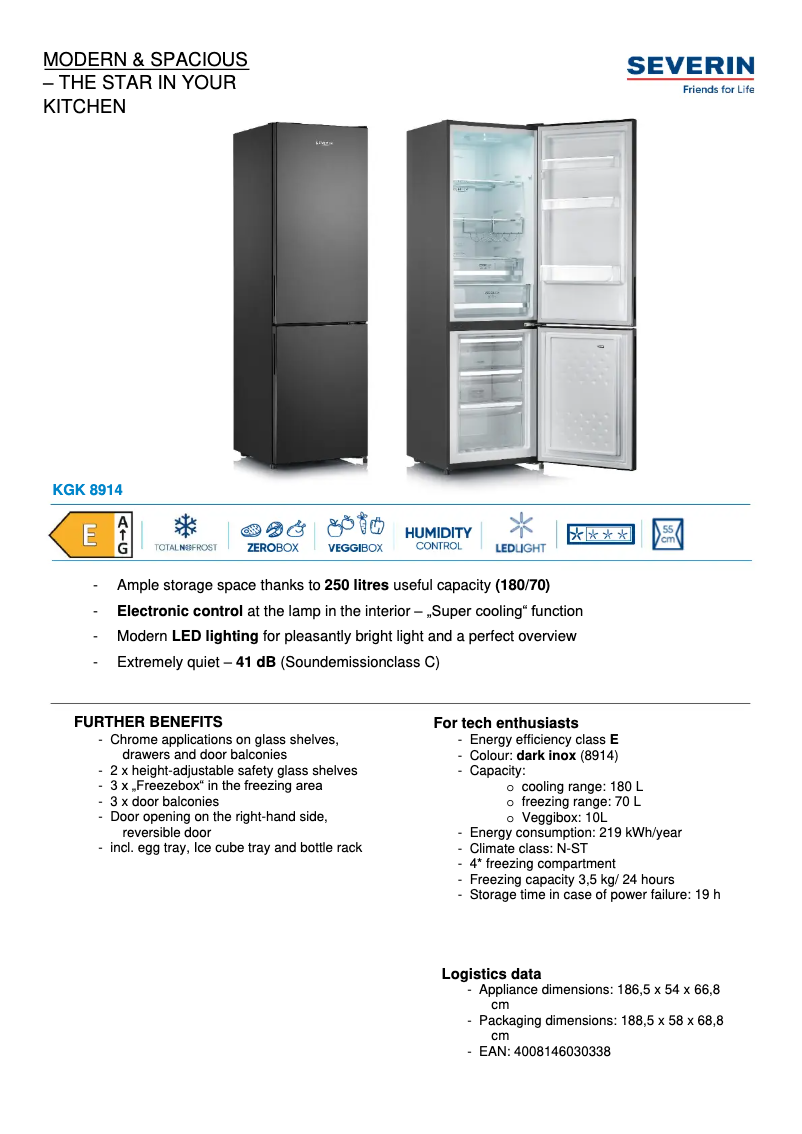 Page n°1 - Fiche technique Severin KGK 8914
