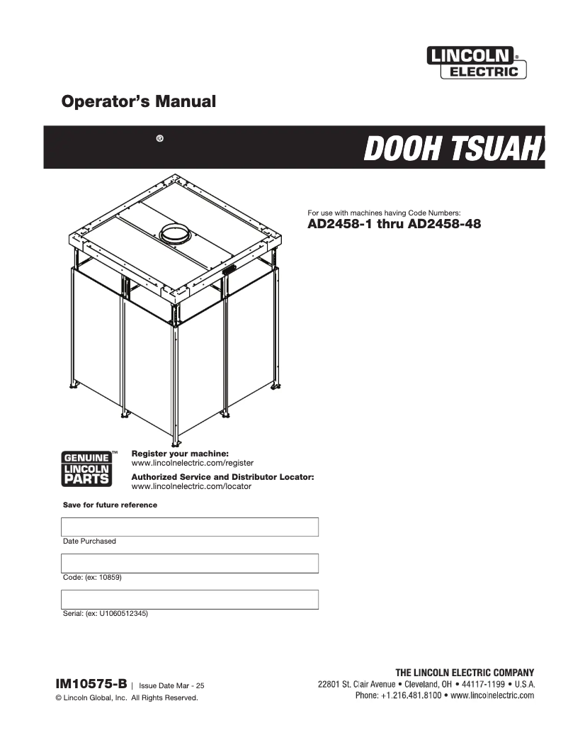Imagen de la primera página del manual del dispositivo Prism Exhaust Hood