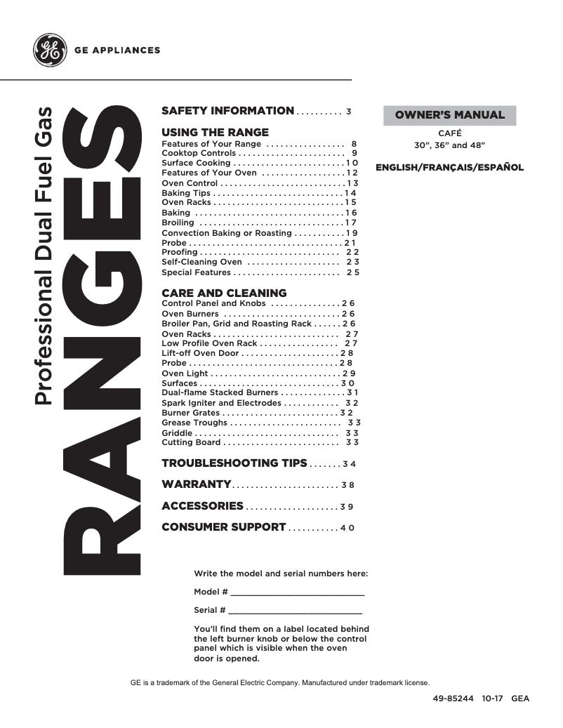 Page n°1 - Manuel d'utilisation et d'entretien GE Café C2Y366SELSS