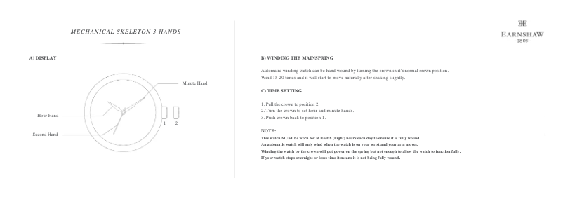 Page 1 de la notice Manuel utilisateur Earnshaw Lady Australis ES-8056-03