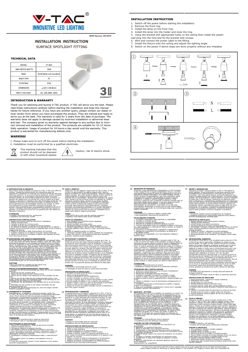 Page 1 de la notice Manuel utilisateur V-TAC VT-823