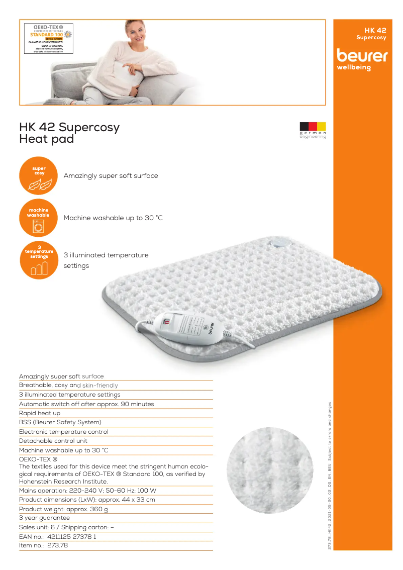 Page n°1 - Fiche technique Beurer HK 42