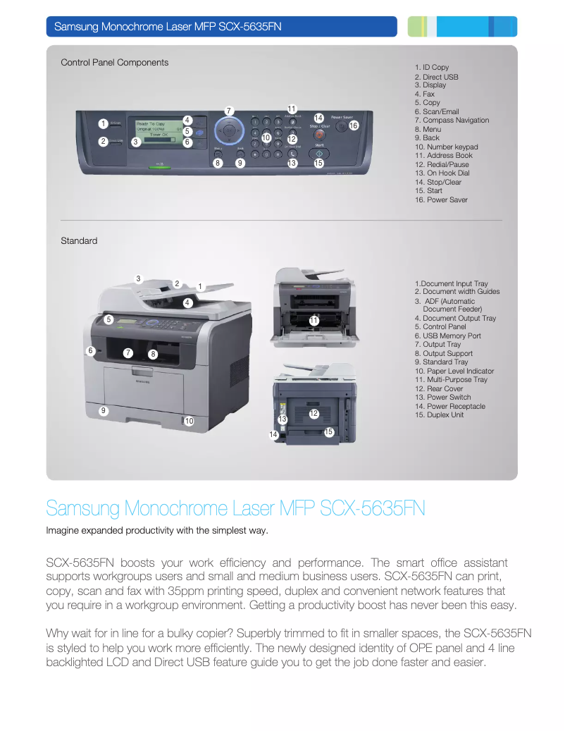 Page n°1 - Manuel utilisateur Samsung SCX-5635FN
