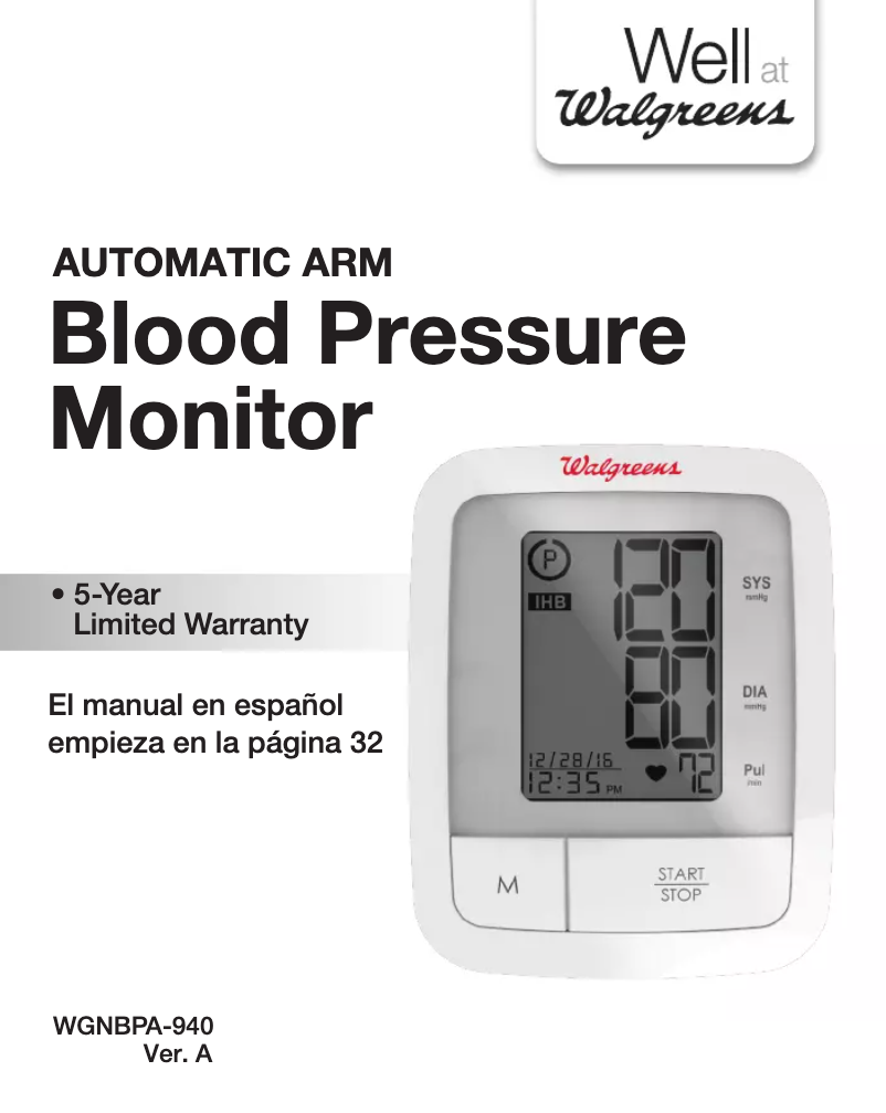 Page n°1 - Manuel utilisateur Walgreens WGNBPA-940A