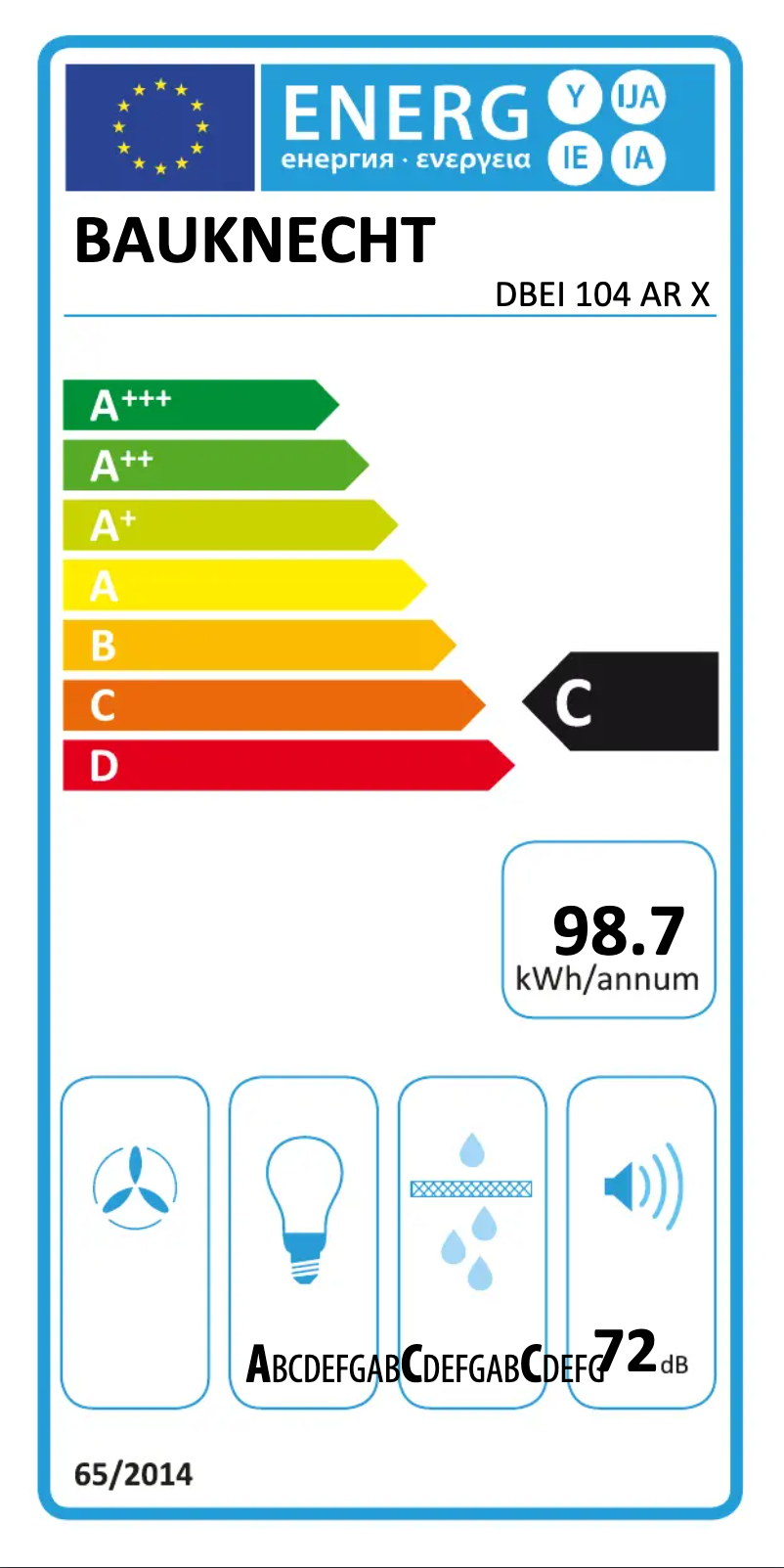 Page 1 de la notice Label énergétique Bauknecht DBEI 104 AR X