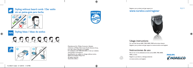 Page 1 de la notice Manuel utilisateur Philips Norelco SensoTouch RQ111