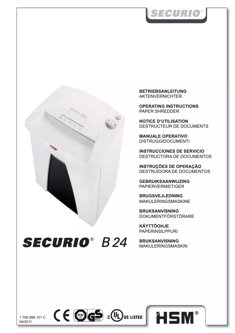 Image de la première page du manuel de l'appareil Securio B24 3.9