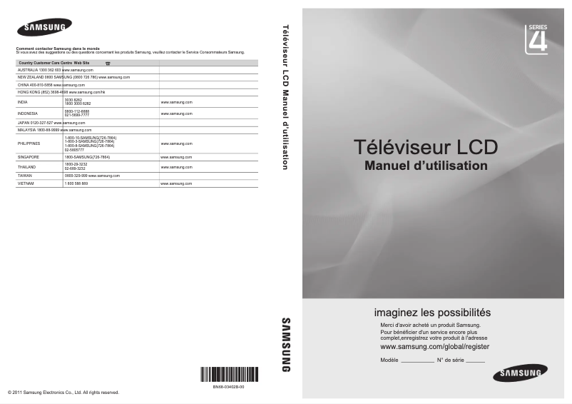 Page 1 de la notice Manuel utilisateur Samsung LA32D400E1