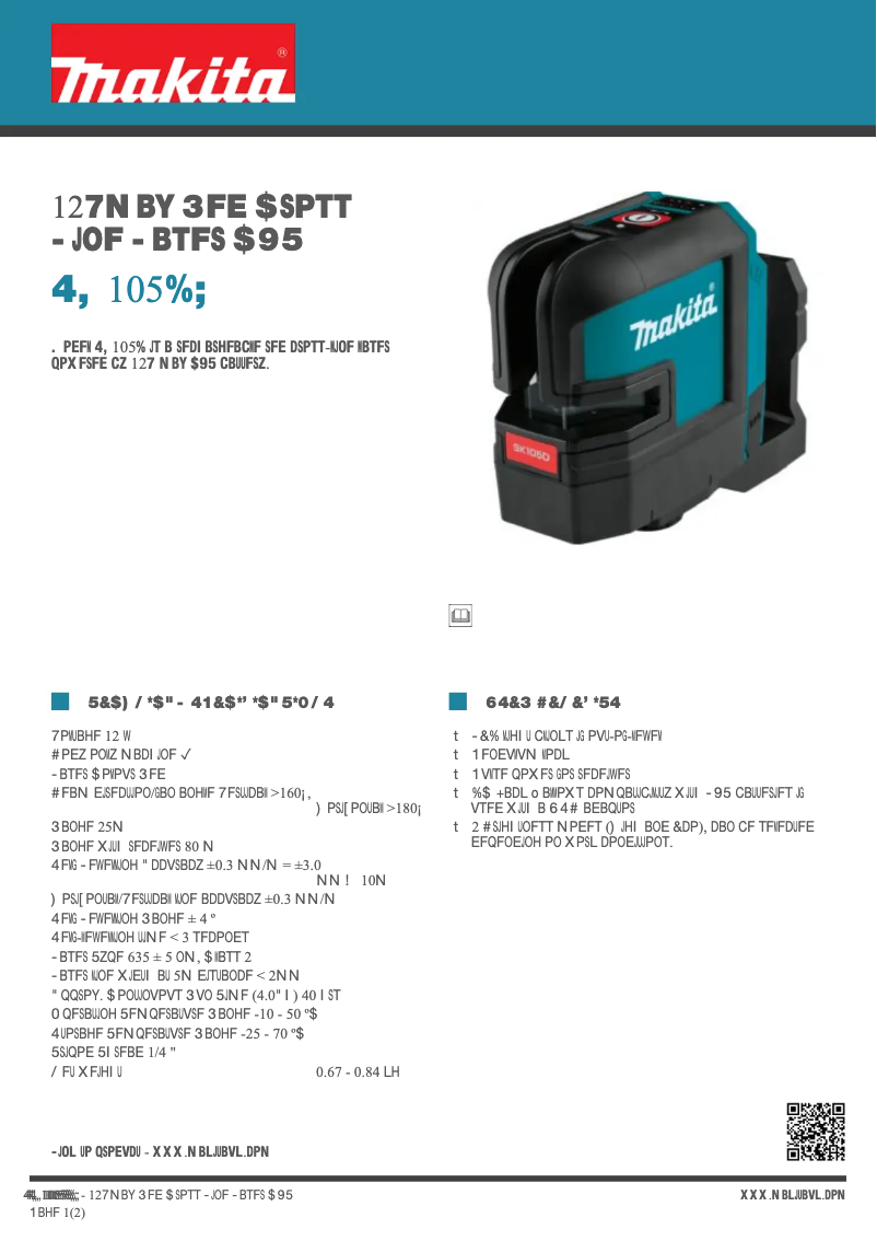 Page n°1 - Fiche technique Makita SK105DZ