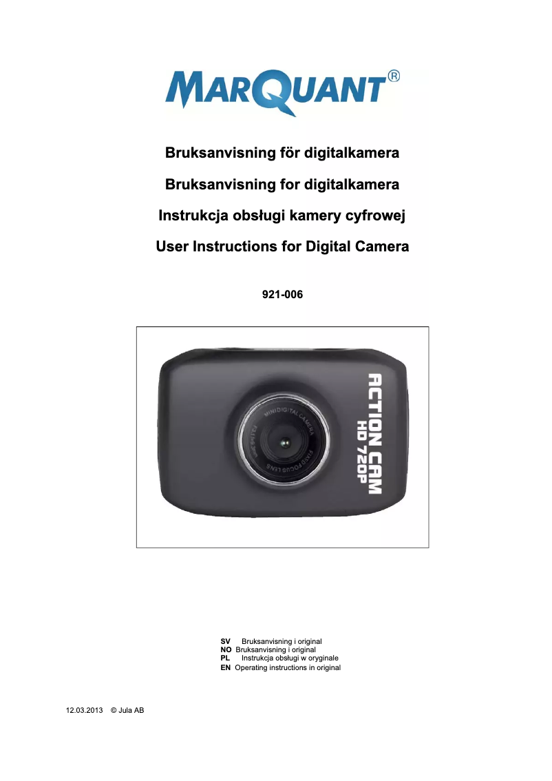 Página 1 del manual Manual de usuario Marquant 921-006