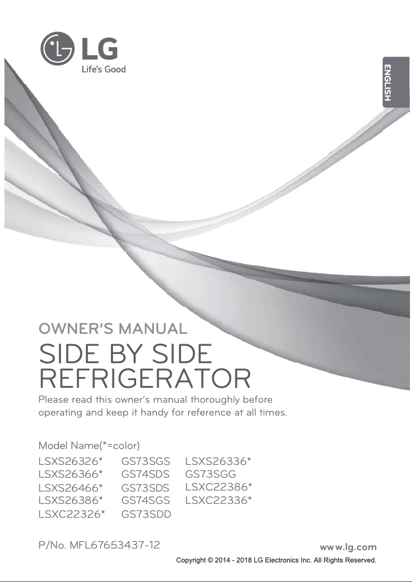 Page 1 de la notice Manuel utilisateur LG LSXC22326S