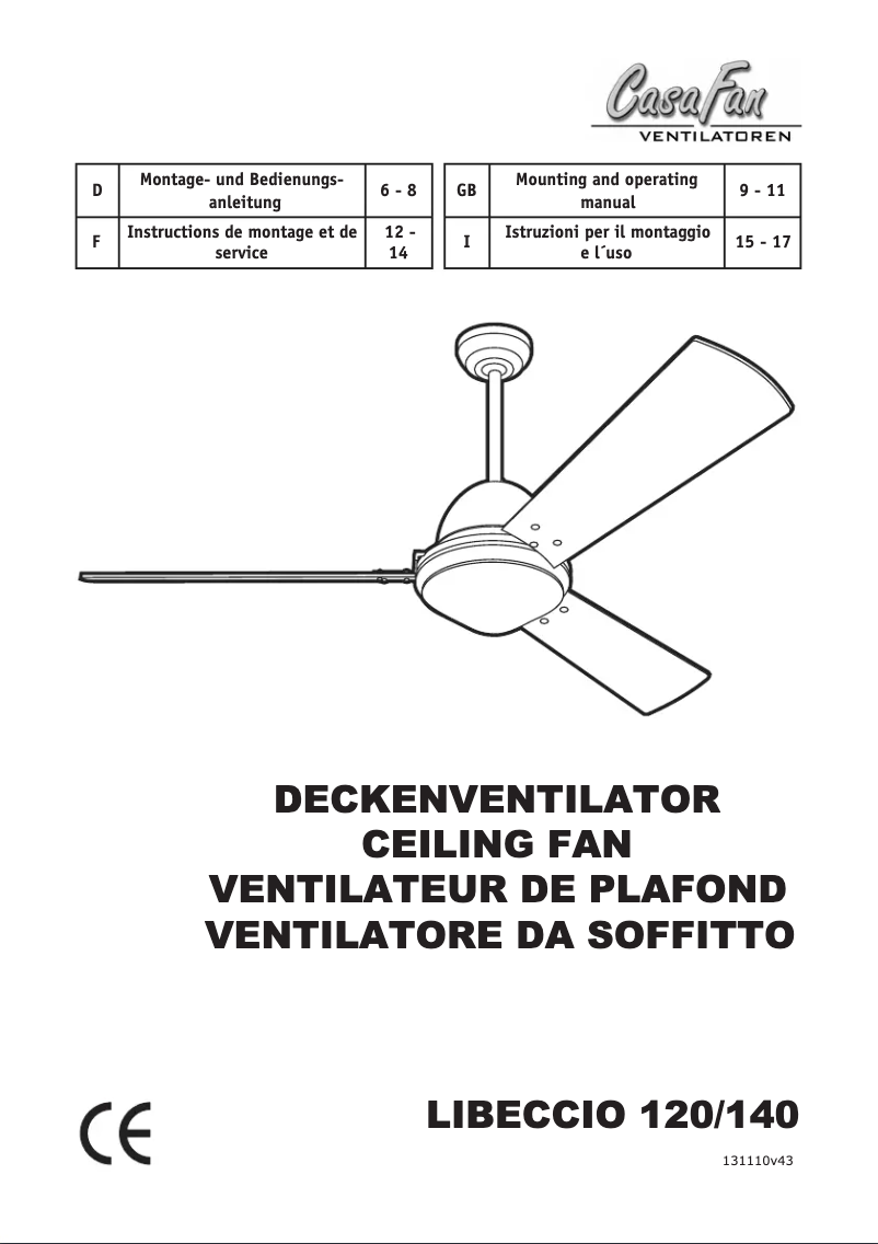 Page n°1 - Manuel utilisateur CasaFan Libeccio