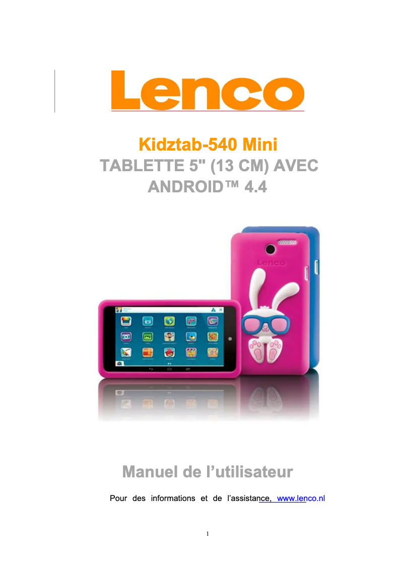 Page 1 de la notice Manuel utilisateur Lenco KidzTab 540 Mini