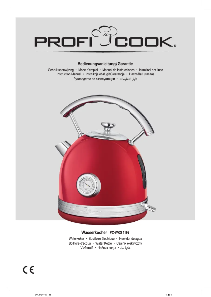 Page n°1 - Manuel utilisateur ProfiCook PC-WKS 1192