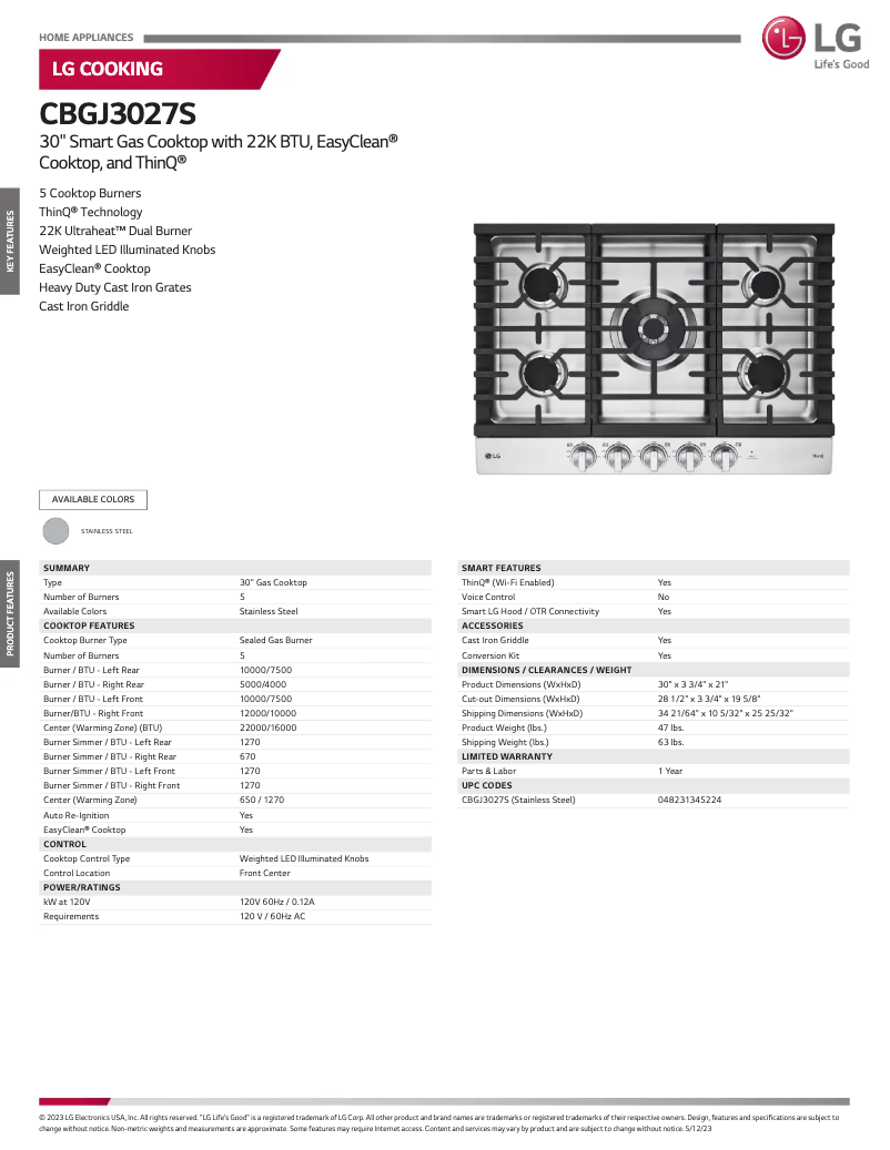 Image de la première page du manuel de l'appareil CBGJ3027S