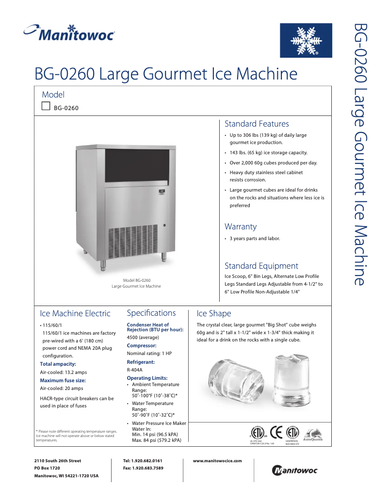 Image de la première page du manuel de l'appareil BG-0260A