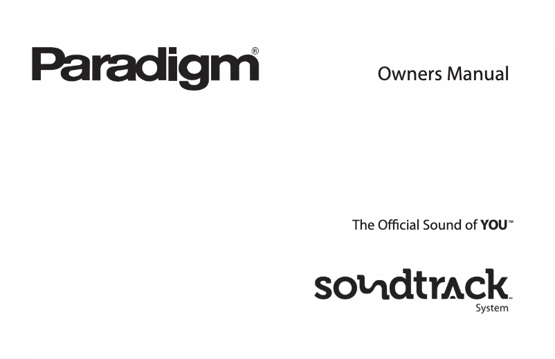 Page n°1 - Mode d'emploi Paradigm Soundtrack System