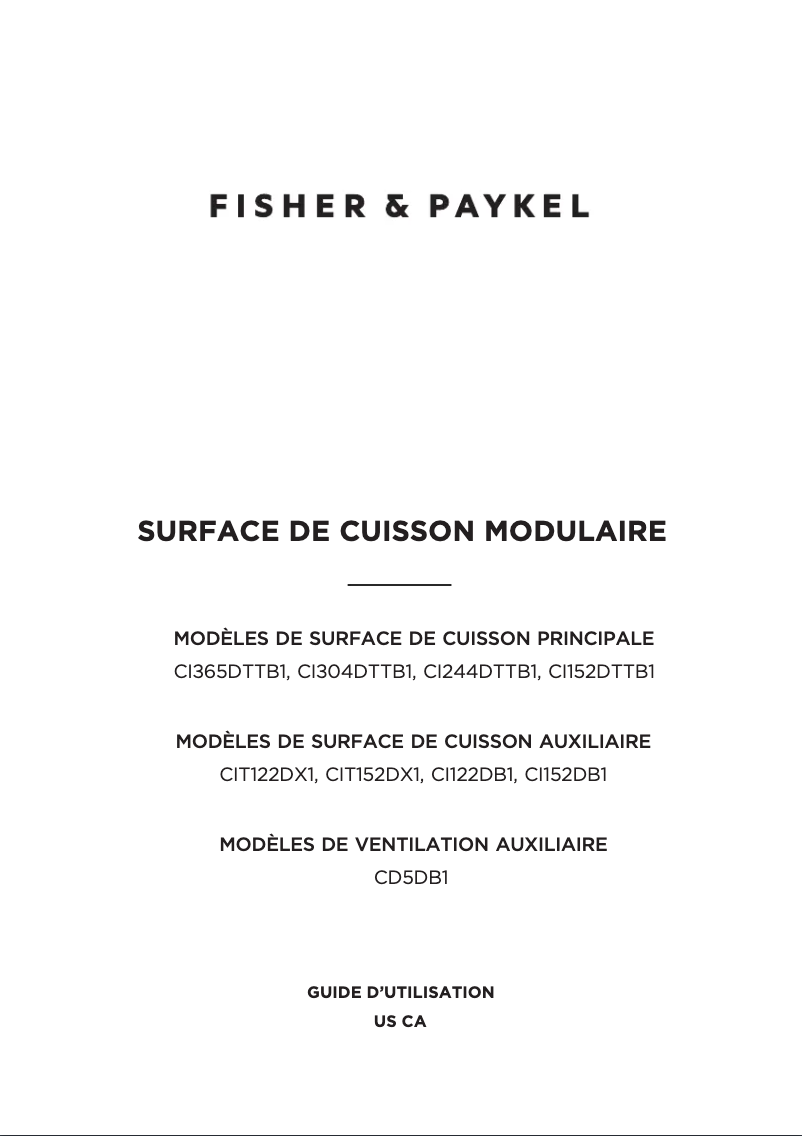 Page 1 de la notice Guide d'installation Fisher & Paykel CI365DTTB1