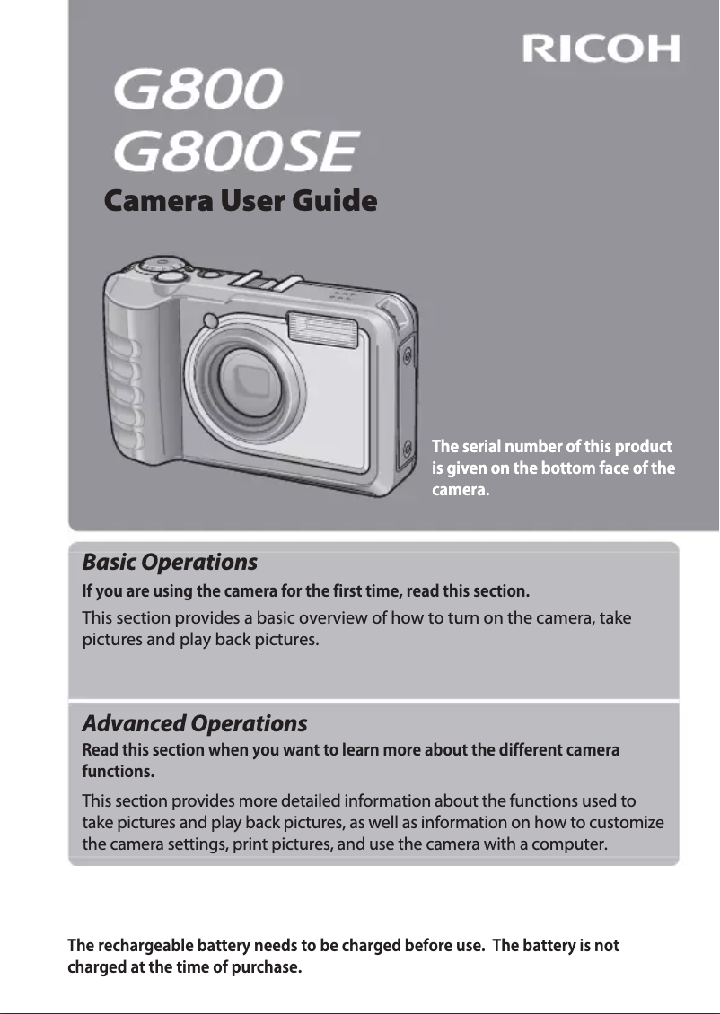 Page 1 de la notice Manuel utilisateur Ricoh G800