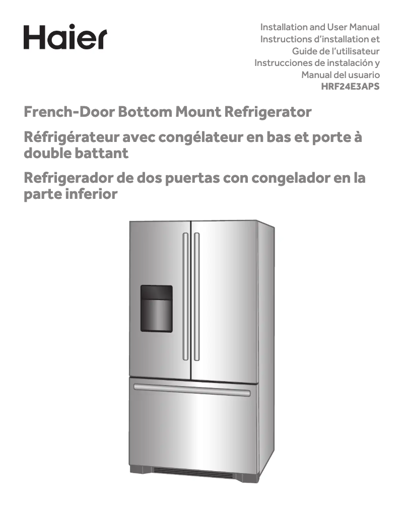 Page n°1 - Manuel d'utilisation et d'entretien Haier HRF24E3APS