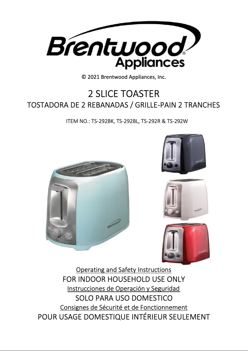 Page 1 de la notice Manuel utilisateur Brentwood TS-292W