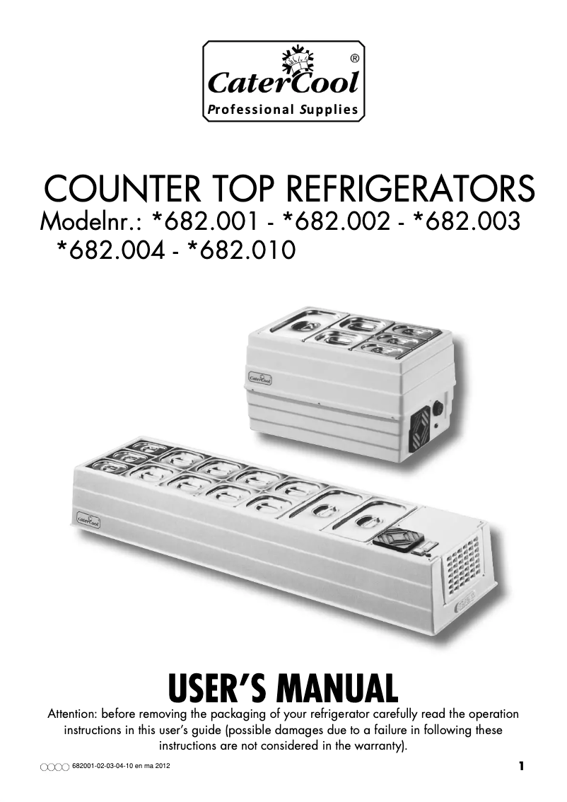 Página 1 del manual Manual de usuario CaterCool 682010