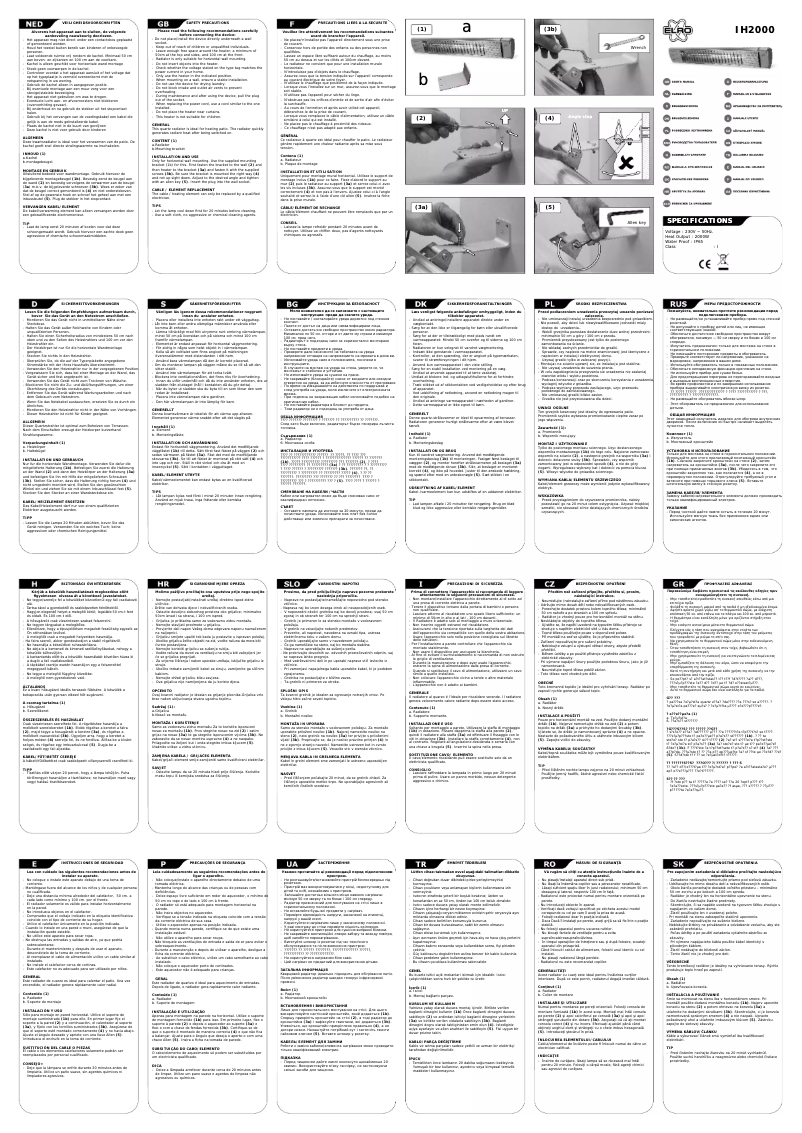 Page n°1 - Manuel utilisateur Elro IH2000