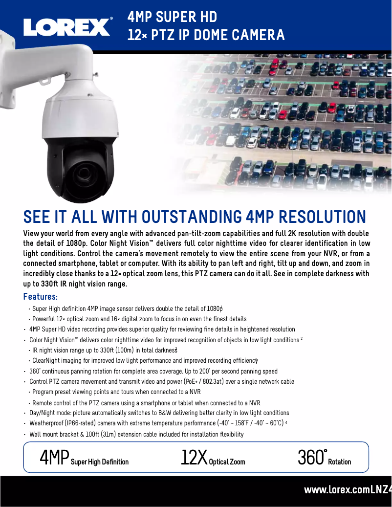 Página 1 del manual Ficha técnica Lorex LNZ44P12
