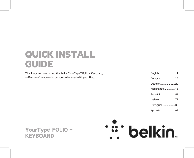 Page n°1 - Manuel utilisateur Belkin YourType Folio