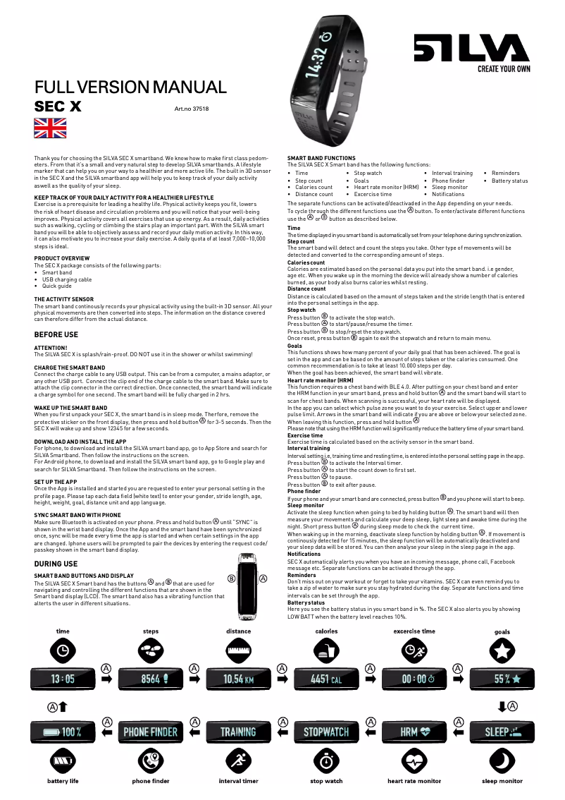 Page n°1 - Manuel utilisateur Silva SEC X