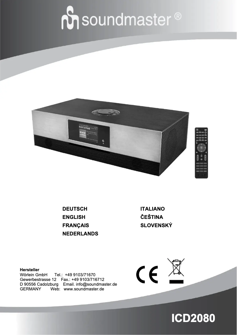 Page 1 de la notice Manuel utilisateur Soundmaster ICD2080