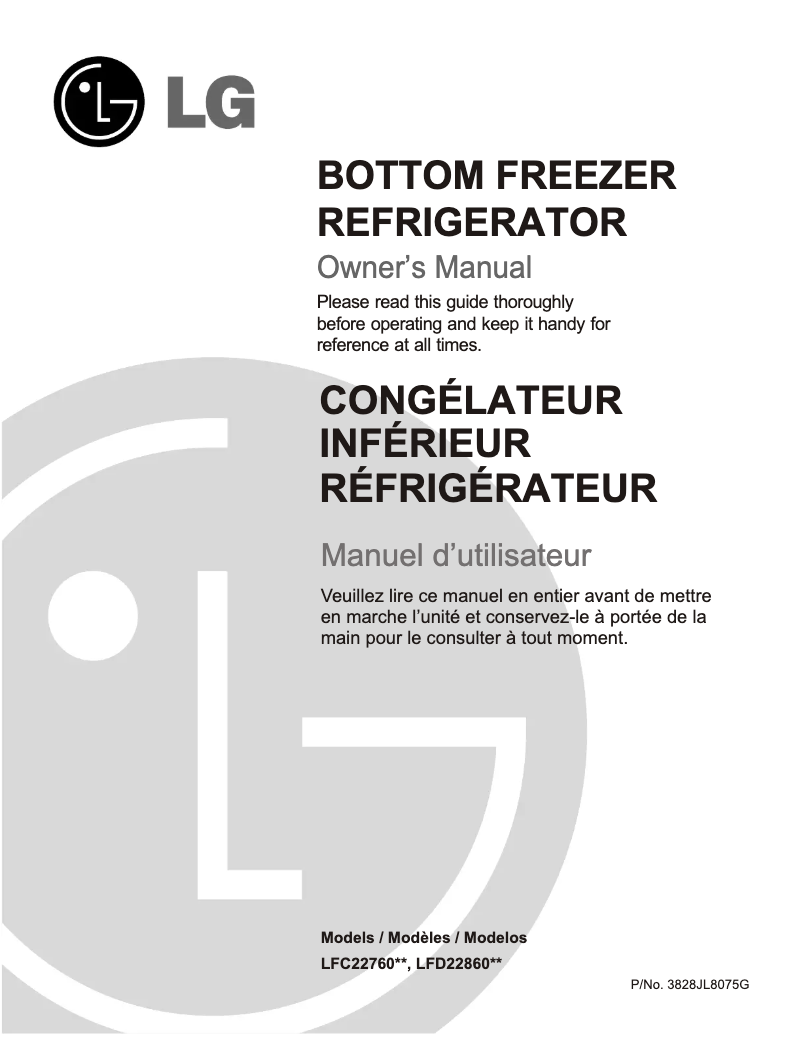 Page 1 de la notice Manuel utilisateur LG GM-B228JSCA