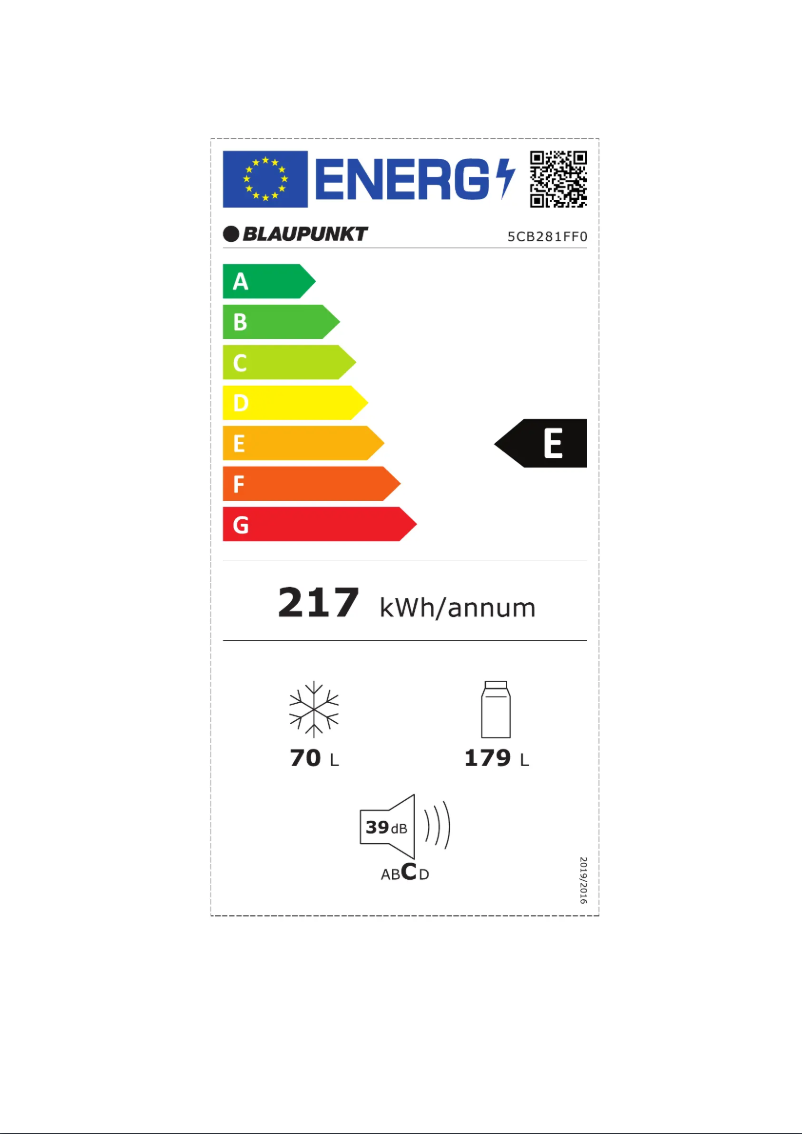 Página 1 del manual Etiqueta energética Blaupunkt 5CB281FF0
