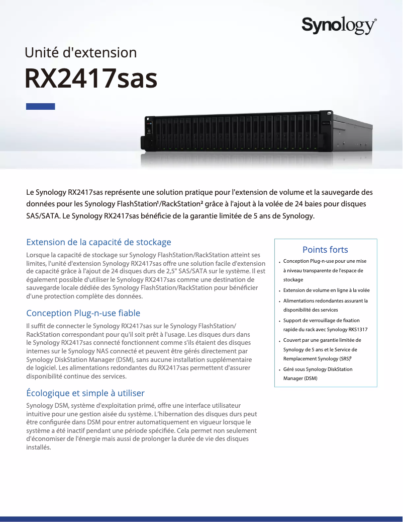 Image de la première page du manuel de l'appareil RX2417SAS