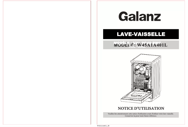 Page 1 de la notice Manuel utilisateur Galanz W45A1A401L