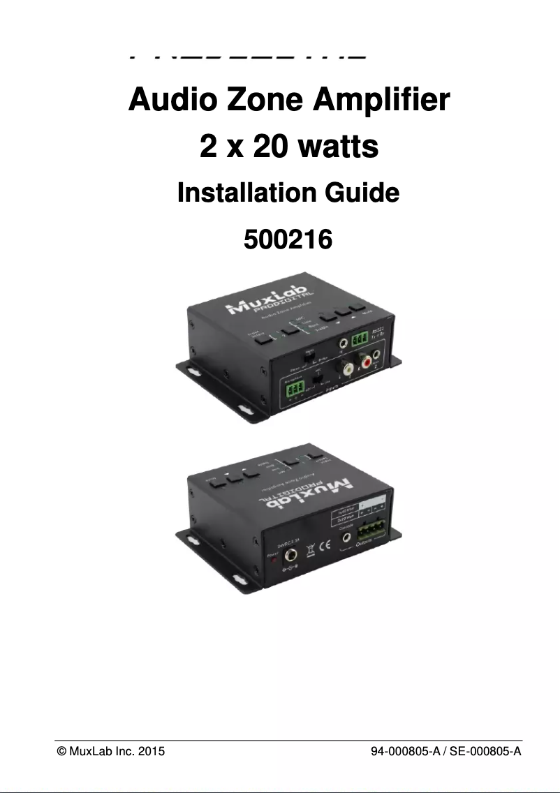 Page n°1 - Manuel utilisateur MuxLab 500216