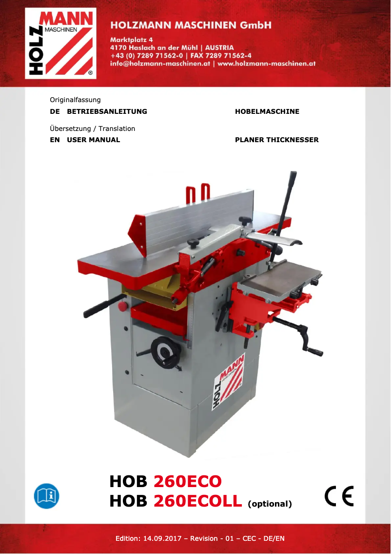 Page 1 de la notice Manuel utilisateur Holzmann HOB 260ECO