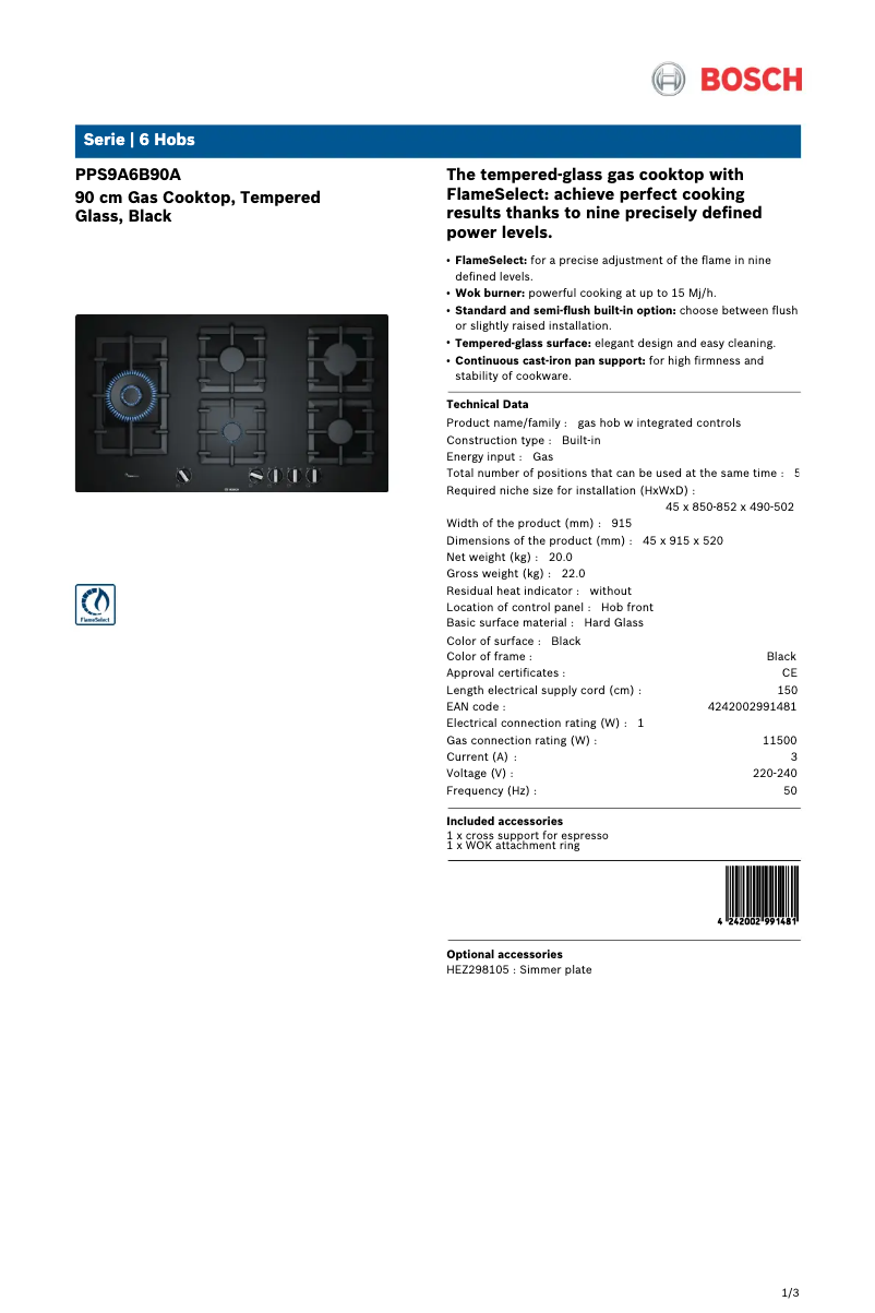 Image de la première page du manuel de l'appareil PPS9A6B90A