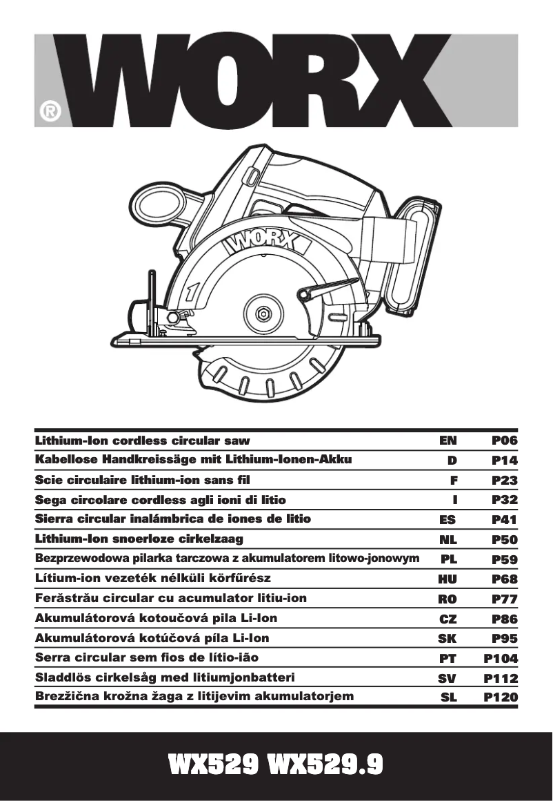 Page 1 de la notice Manuel utilisateur Worx WX529.9