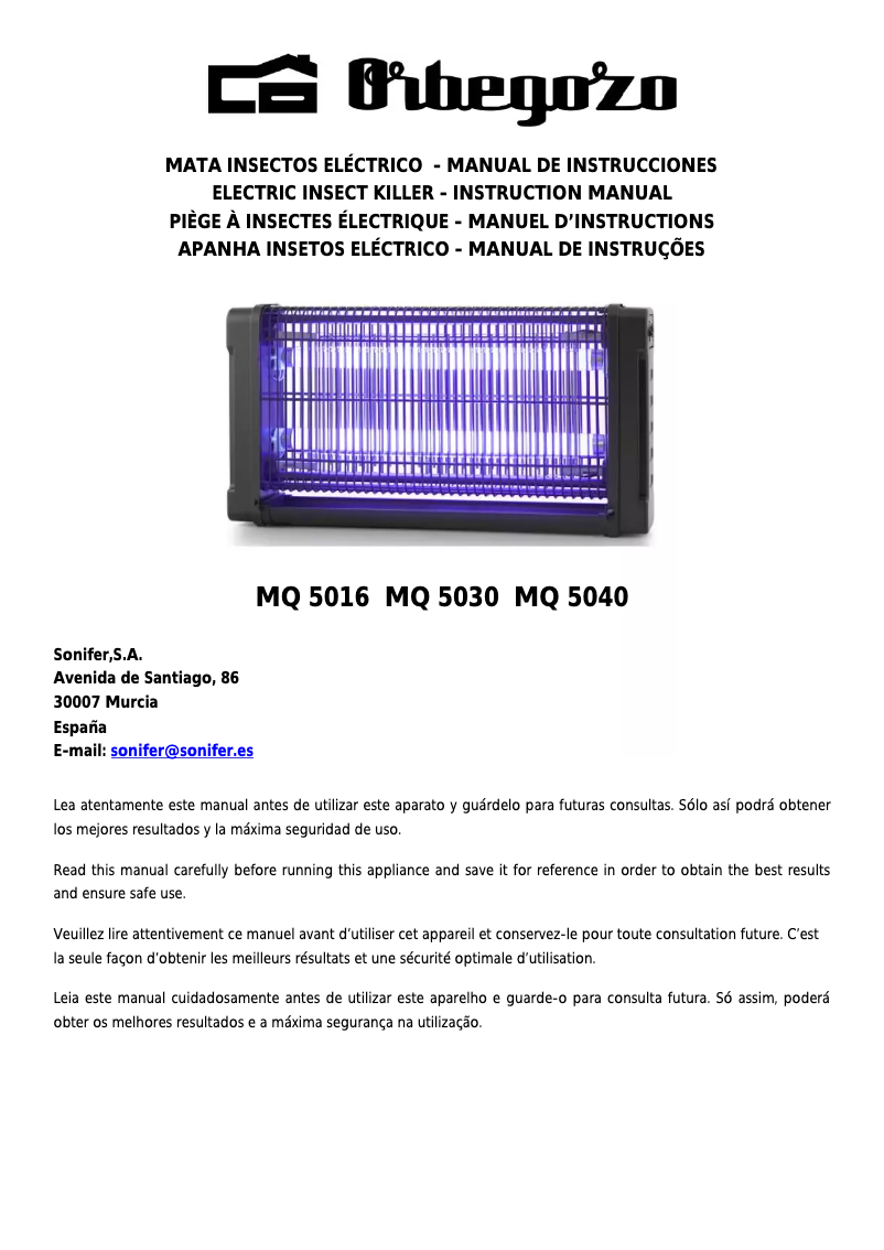 Page n°1 - Manuel utilisateur Orbegozo MQ 5030