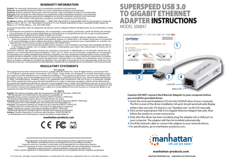 Page 1 de la notice Manuel utilisateur Manhattan 153300